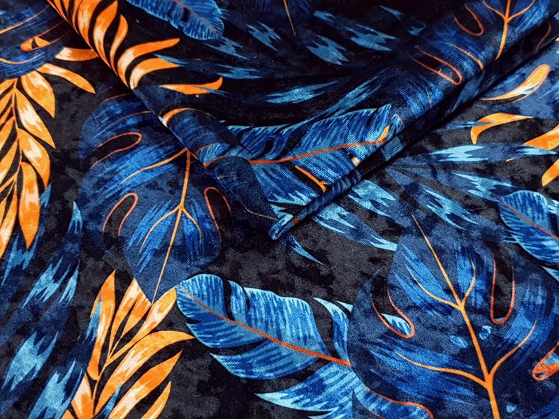 Принтованный велюр CRUSH MONSTERA 03 Купить