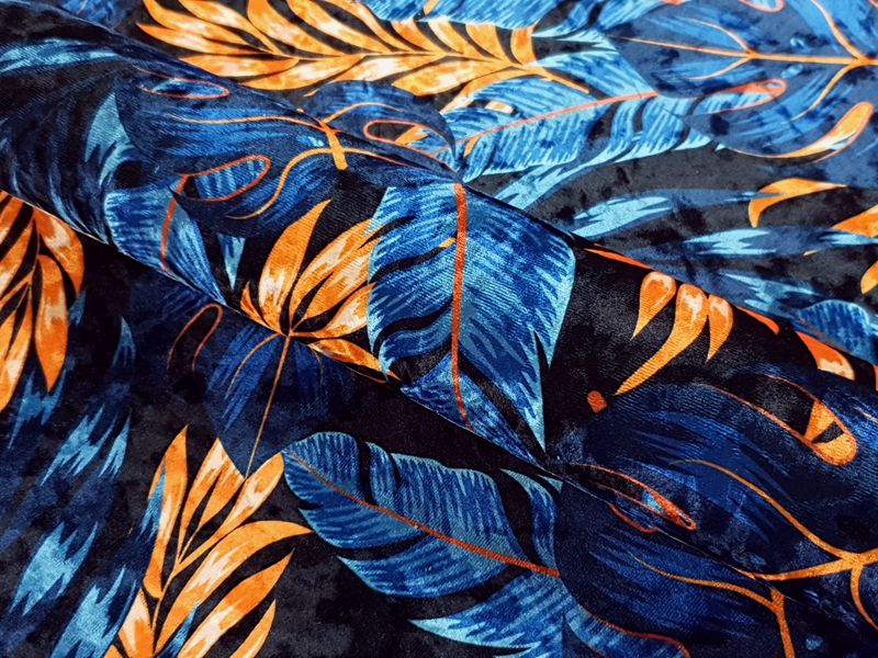 Принтованный велюр CRUSH MONSTERA 03